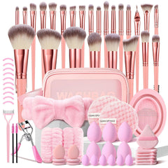 HGHDBT pink makeup brush set with case for organized travel and on-the-go makeup