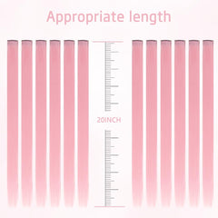HH FASHION light pink clip-in extensions show 20-inch straight texture for dramatic length.