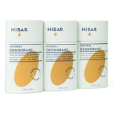HiBAR Bergamot Cedar deodorant 3-pack in plastic-free packaging for eco-conscious use.