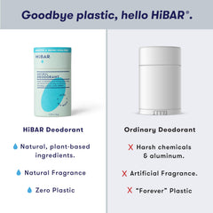 HiBAR Desodorante sensible absorbe humedad con salvado de arroz para uso diario.