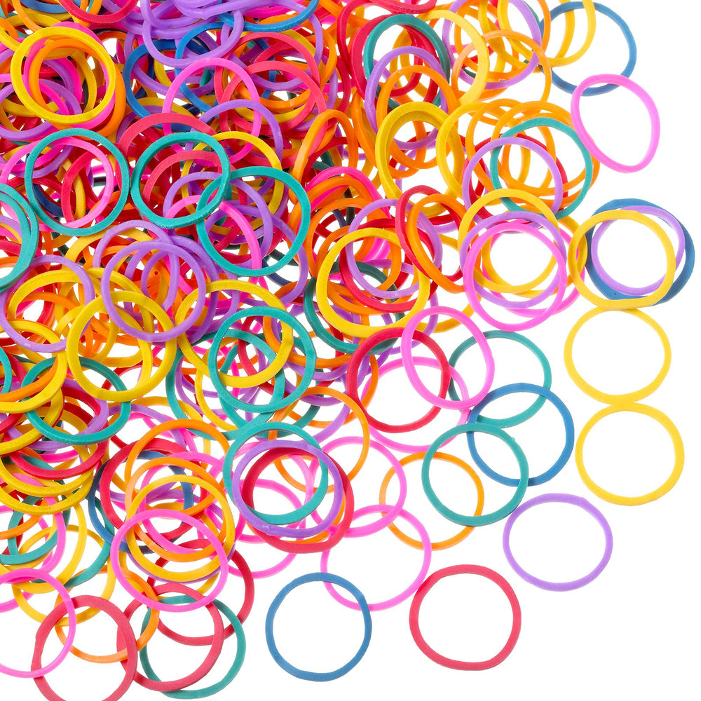 Hicarer 1000 mini rubber bands closeup with vibrant colors for easy hair braiding