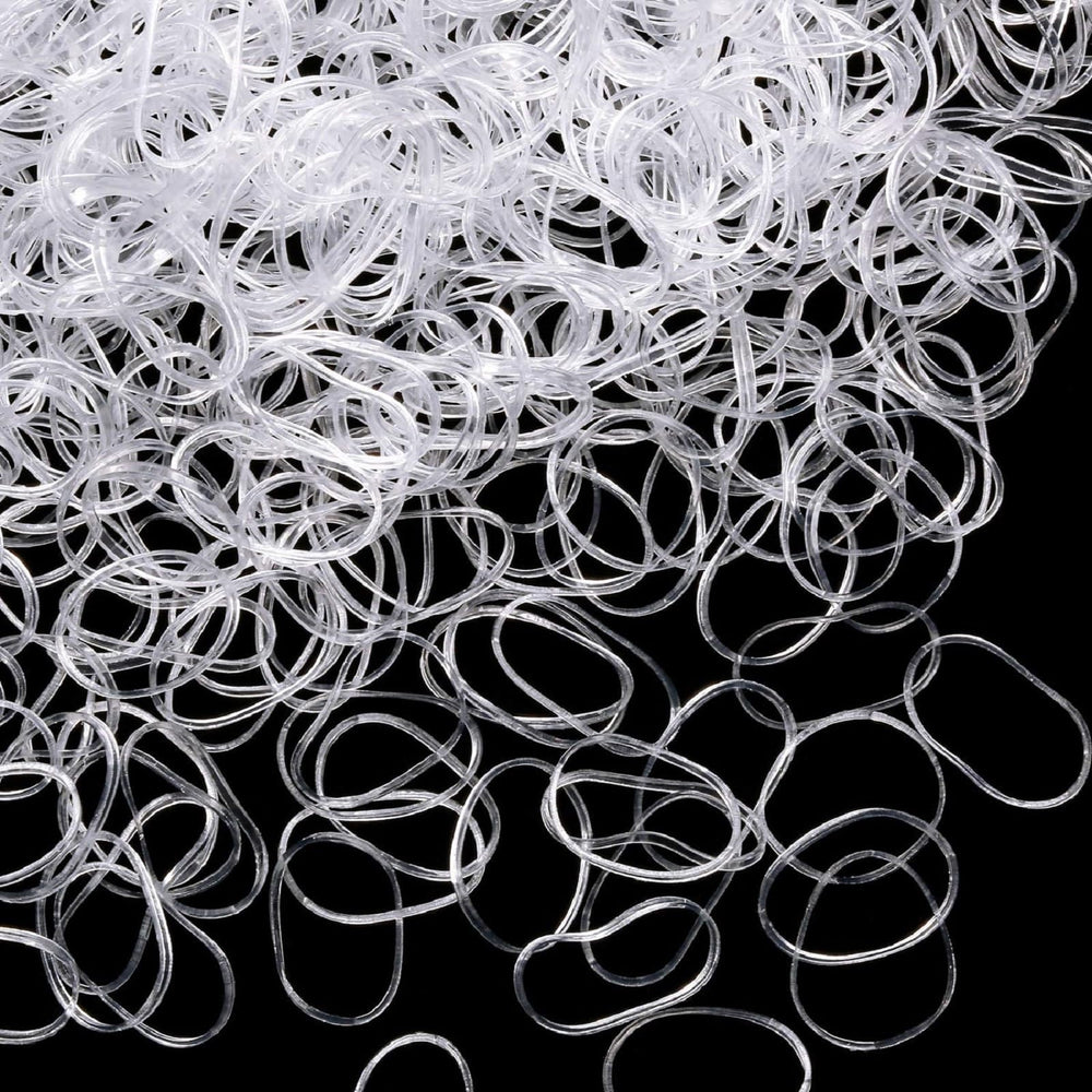Hicarer mini clear hair bands in packaging for easy storage.