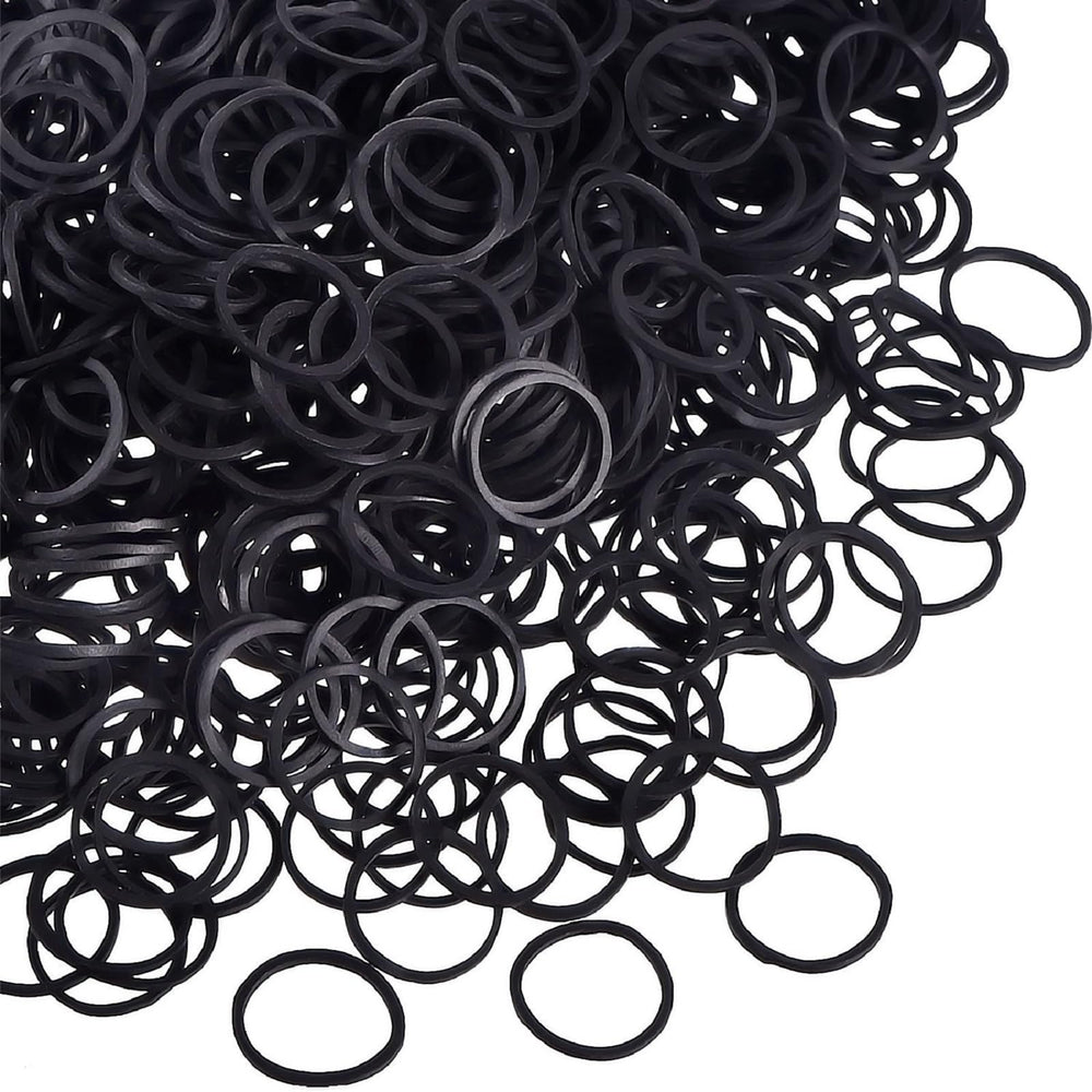 Hicarer mini rubber hair bands in black for secure ponytails and braids