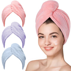 Toalla Hicober de microfibra rosa para secar el cabello rápidamente sin frizz.