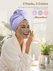 Turbante Hicober de microfibra gris, ligero para rizos
