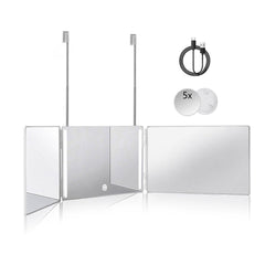 HIEEY 3 Way 360 mirror with LED lighting for precise makeup checks.