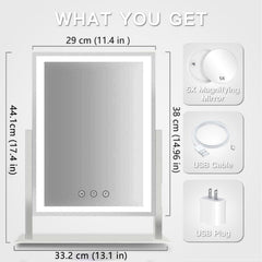 HIEEY lighted makeup mirror shows four sided LED lighting for even illumination.