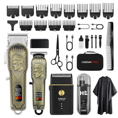 Hiena Pro professional cordless clipper kit, ideal for home barbering and personal grooming.