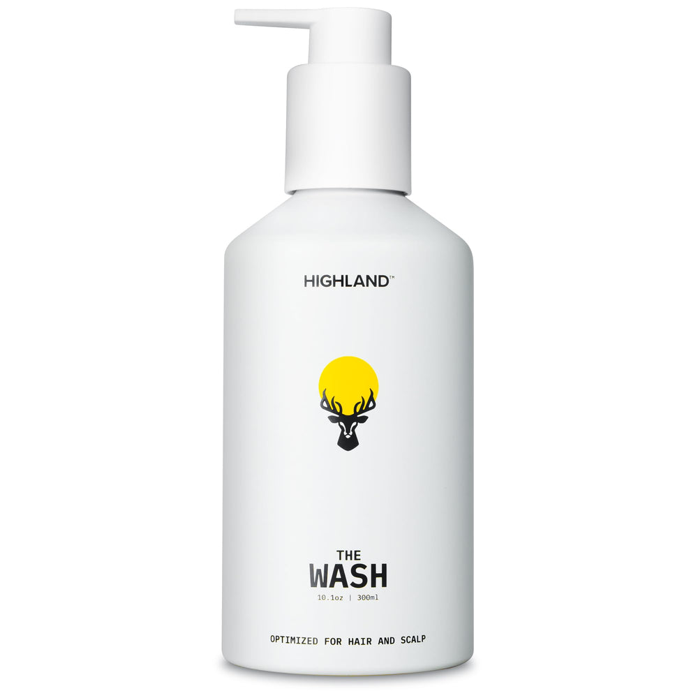 Highland The Wash bottle pour shows easy daily application for hydrated hair.