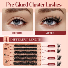 Higu Clace pre-glued lashes at root enable quick wear without glue