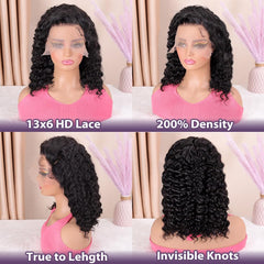 Hihmarm Curly Bob Wig 14-inch length for versatile styling options