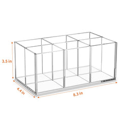 HIIMIEI acrylic organizer displays brushes upright for tidy vanity storage.