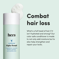 Hims & Hers Triple Threat Conditioner 2-pack box for convenient daily use