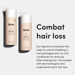 hims Thick Fix conditioner bottle pouring for nourishment and softness