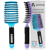 HIPPIH boar bristle brush for wet and dry hair detangling and smoothing.