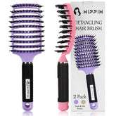 HIPPIH boar-bristle hair brush set 2-pack glides through tangles for smoother mornings.