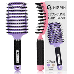 HIPPIH boar-bristle hair brush set 2-pack glides through tangles for smoother mornings.
