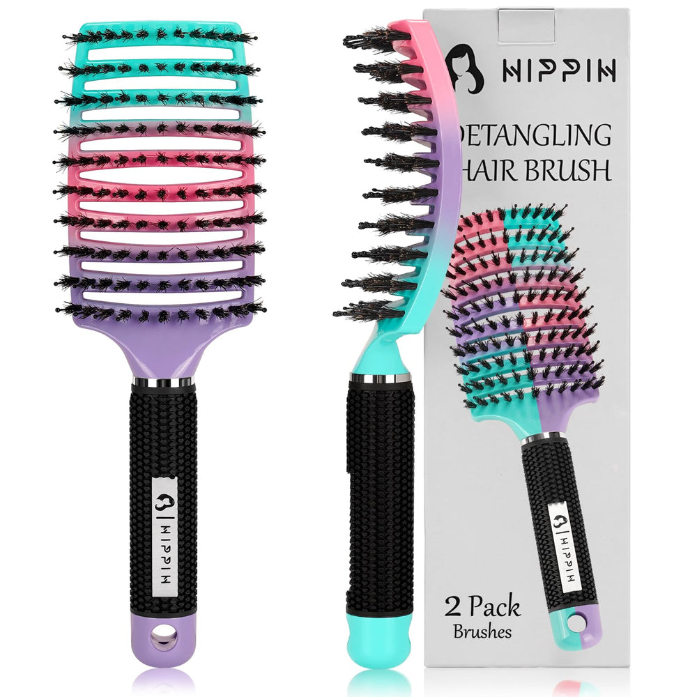 HIPPIH detangler brush 2-pack eases knots with a gentle glide