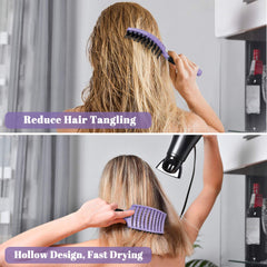 HIPPIH natural boar bristles and nylon pins distribute oils for shine and detangling.