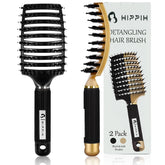 HIPPIH two-pack boar bristle hair brush for gentle detangling on all hair types