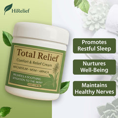 HiRelief Total Relief magnesium cream application on forearm demonstrates quick absorption.