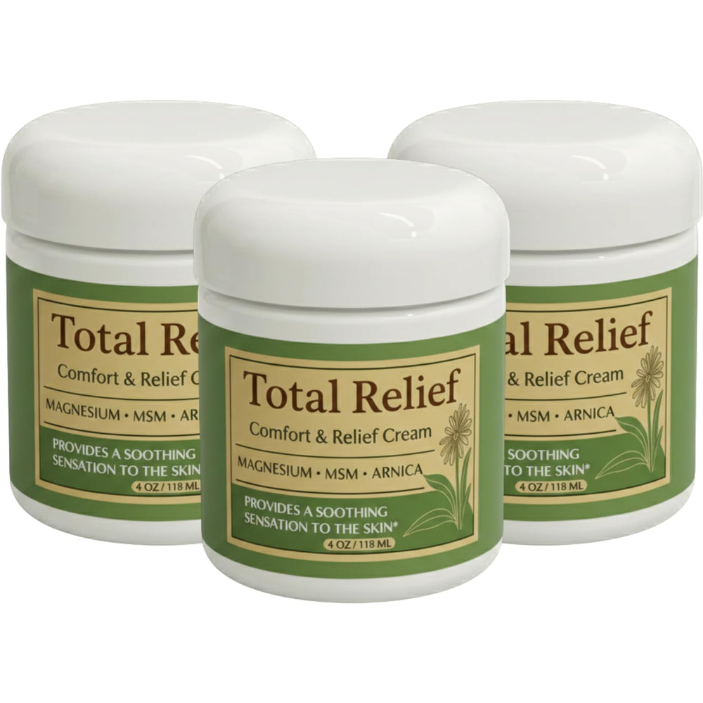 HiRelief Total Relief magnesium cream jar front view for daily nerve comfort.