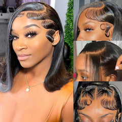 HIRIREMY bob wig 13x4 lace front delivers a seamless natural look.