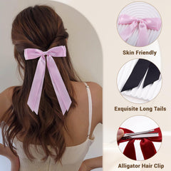 Hisial hair bows clip pink satin bow adds playful charm with secure grip.