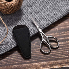 Hitopty scissors with PU sheath ideal for travel and on-the-go grooming.