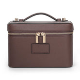 HiTotes leather makeup bag front view showing sleek vanity case design for daily use.