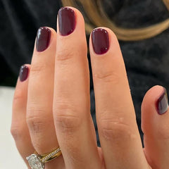 HJKDSFD uñas postizas rojo vino kit completo para manicura rápida.