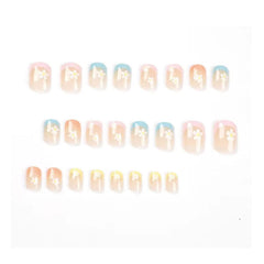 Hkanlre fake nails with acrylic flower design for elegant look