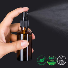 hmaimas amber glass spray bottle 2oz close up of spray head ideal for tiny fragrance and mist applications