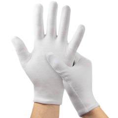 Guantes HMNYSOL de algodón blancos para uso nocturno con hidratación suave.