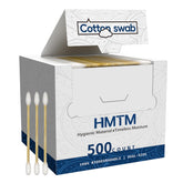 HMTM cotton swabs with wood handle for precise cleaning and eco-friendly design.