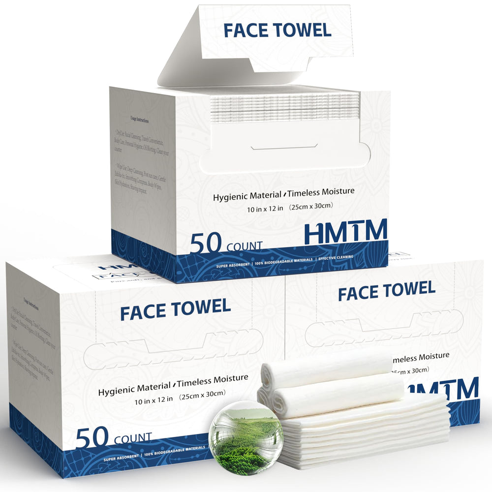 HMTM Face Towels 10x12 with thick plush texture for cleansing.