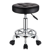 HMTOT Round Rolling Stool with PU leather seat for versatile salon use.