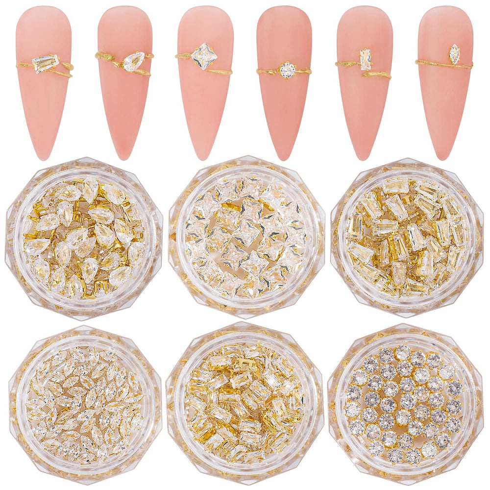 HNUIX encantos 3D para uñas con cobre y zirconio, brillo lujoso.