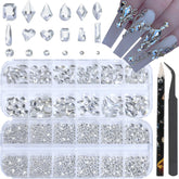 HNUIX piedras cristal uñas 3D, formas múltiples, brillo duradero para diseños variados.