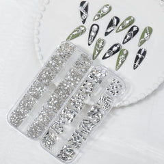 HNUIX piedras cristal uñas forma lágrima, efecto brillo suave en cada uña.