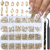 HNUIX piedras de uñas con acabado Champagne dorado para brillo duradero