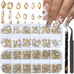 HNUIX piedras de uñas con acabado Champagne dorado para brillo duradero