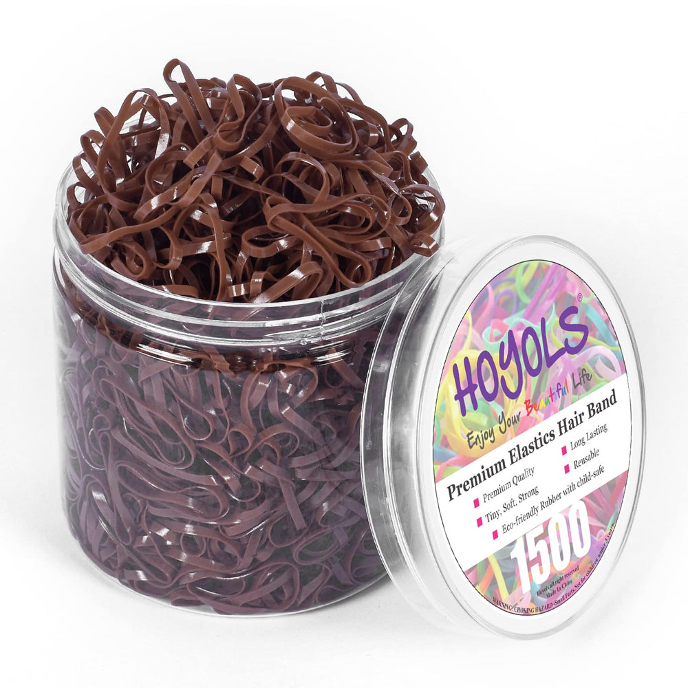 HOYOLS brown elastic hair bands in packaging highlight bulk value for daily use.