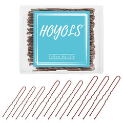 HOYOLS pasadores en U marrón de 2 pulgadas, sujeción suave para peinados.