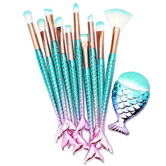 HOFASON 11-piece makeup brushes set with mermaid handle for stylish gifting