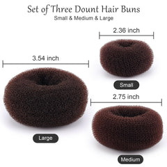 Medium 2.75 inch brown donut for long hair updos