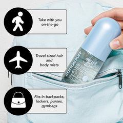 Holler & Glow mist on hair for fresh scent and styling.