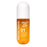 Holler & Glow Miami Wave bottle on the beach for lasting tropical scent.