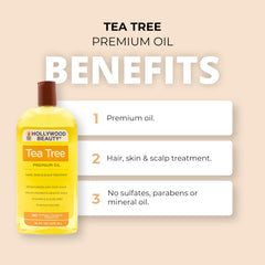 Hollywood Beauty Tea Tree Oil para cuidado de piel suave y humectante.