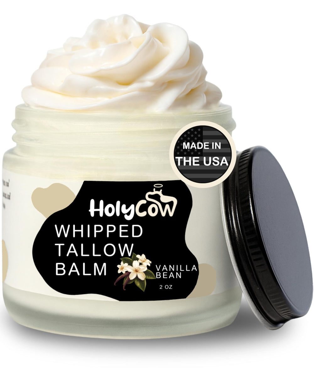 HolyCow whipped tallow balm vanilla jar for deep skin hydration